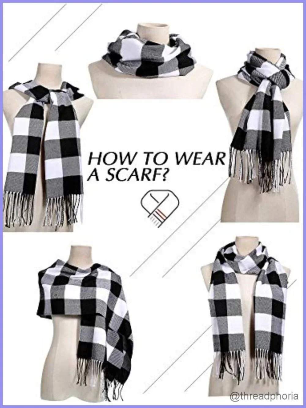2 Pack Buffalo Plaid Scarf for Women Winter Wrap Shawl 100% Polyester